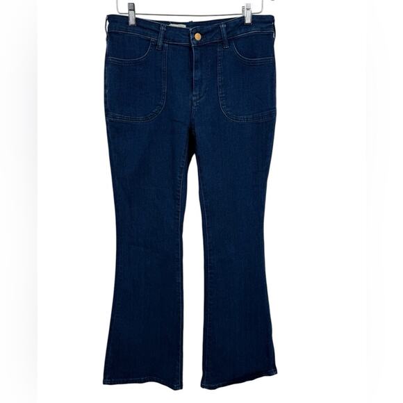 Pilcro ANTHROPOLOGIE Dark Wash Mid-Rise Flare Leg Jeans Women’s Size 29 - Picture 1 of 6